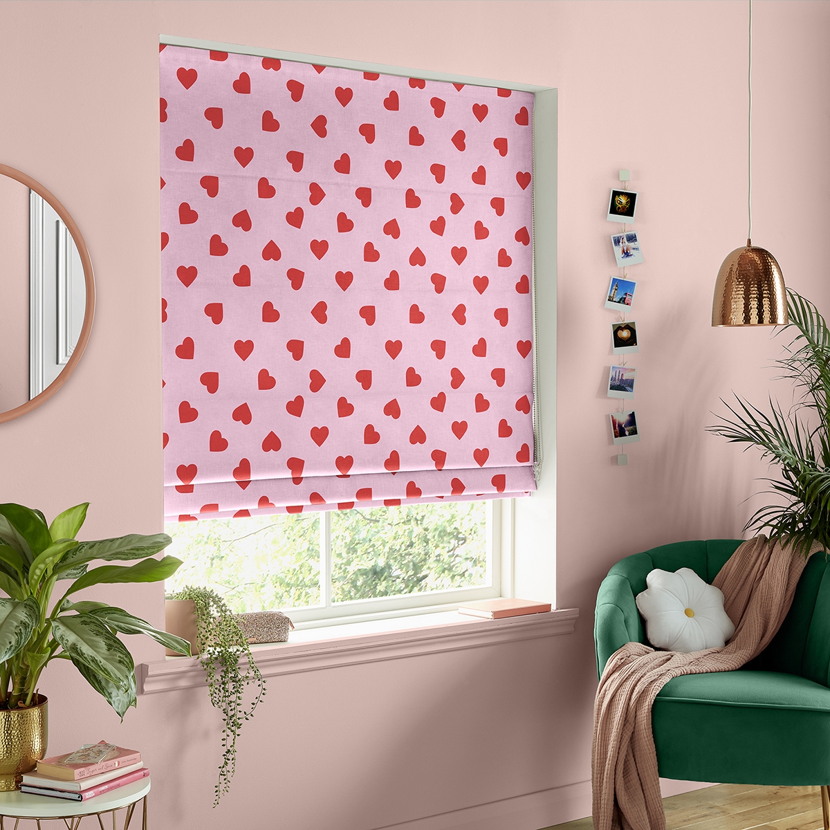 Product photograph of Hearts Pink Roman Blind from Choice Furniture Superstore.